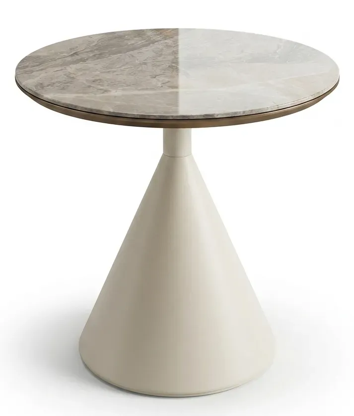 BOUT DE CANAPE Effet Marbre Ceramique Gris/Metal
