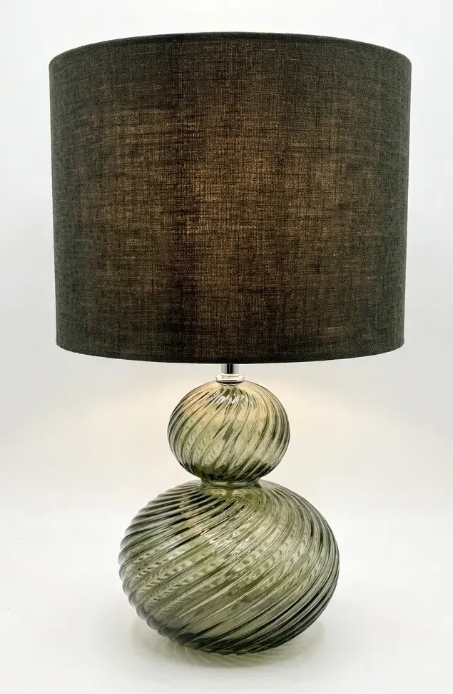 ALYSSE Lampe 2 Boules Vert Fumé